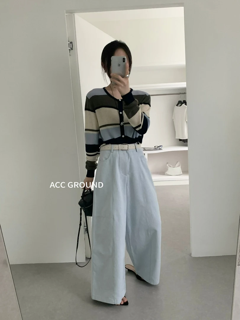 ACC韩系百搭阔腿裤女2025春季新款高腰直筒裤宽松显瘦腰带休闲裤