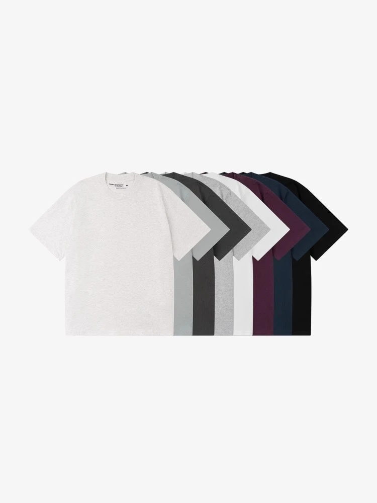 "NOLOGO"夏季索罗娜250g小领口短宽BOXY纯色基础休闲轻奢痞帅男装