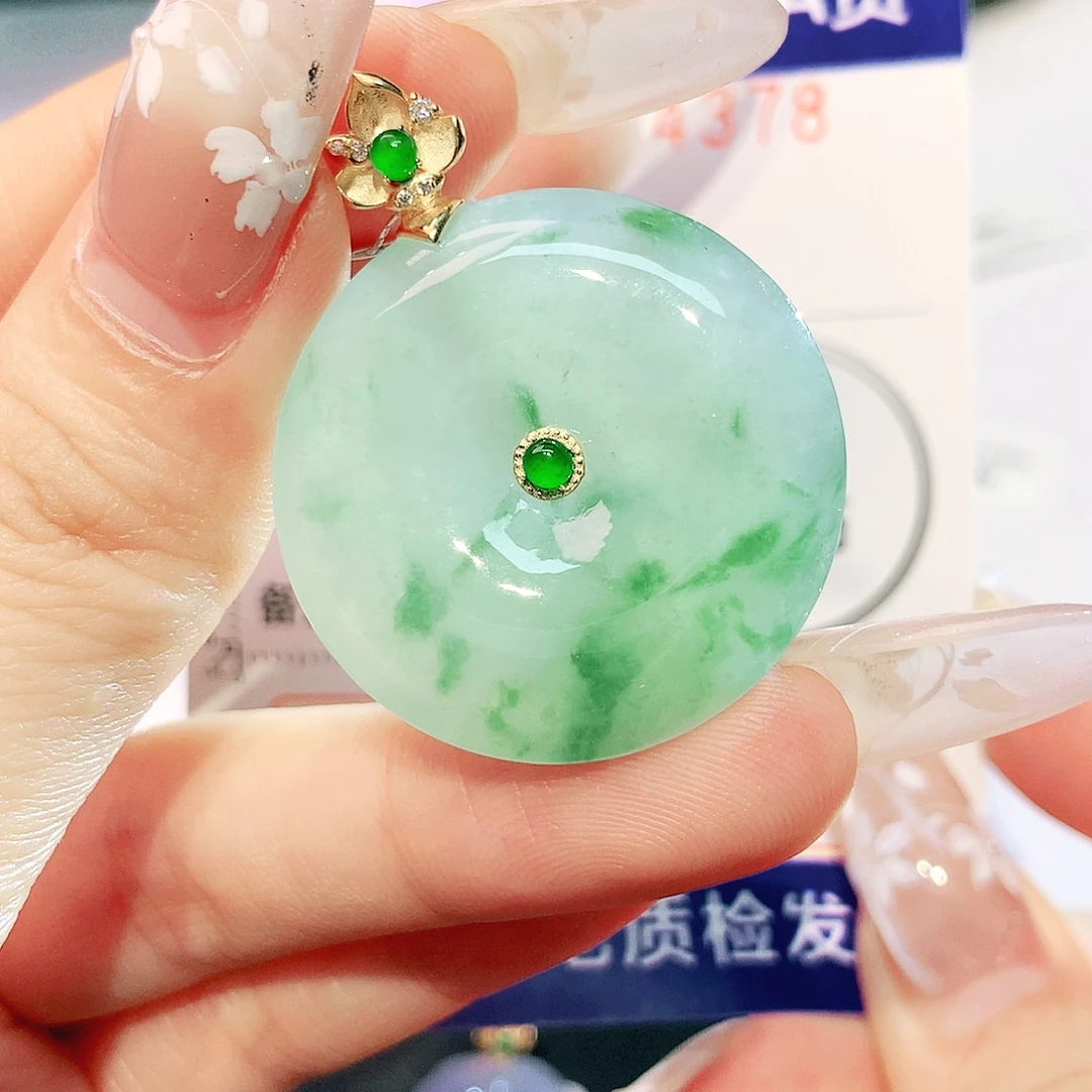 翡翠18K金镶嵌吊坠(不含链)