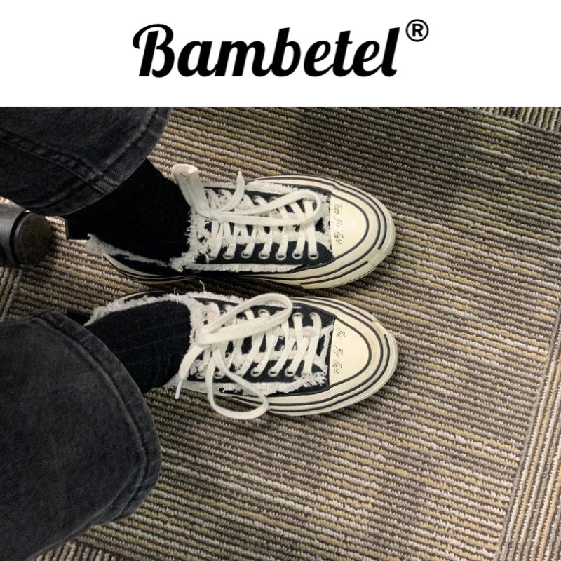 Bambetel男鞋帆布鞋乞丐鞋男休闲鞋厚底情侣大码休闲运动板鞋男