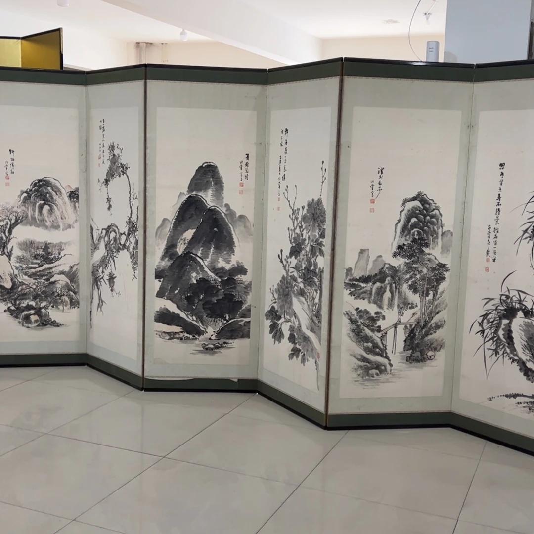 绘画屏风框画茶空间设计