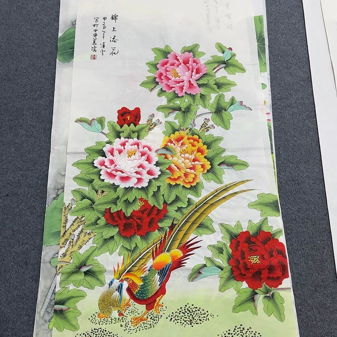 国画尺寸70X138手绘作品 