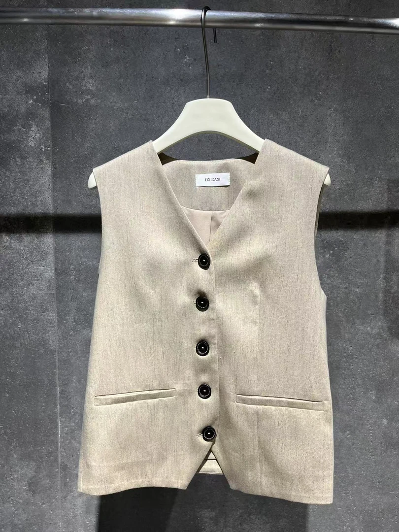 【Ann.G】N10101春夏老钱风西装马甲背心女时髦洋气马夹外套