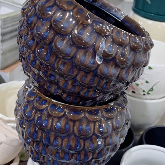 多肉绿植陶瓷花盆9.9包邮，有孔