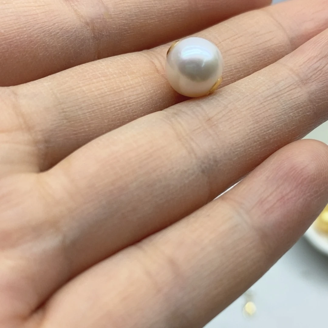 淡水珍珠18K金镶嵌吊坠(不含链)9