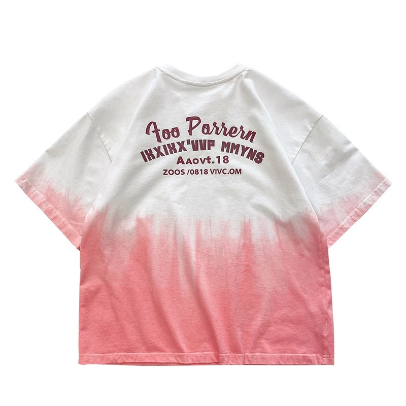 Y6520男童短袖t恤中大童扎染上衣宝宝洋气儿童渐变半袖薄