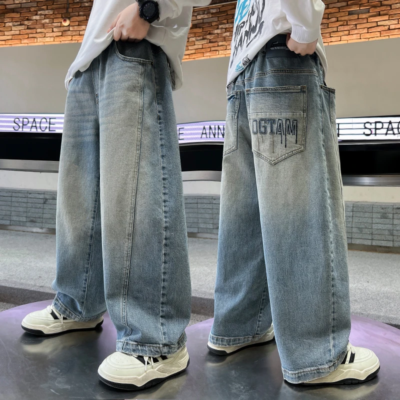 男童宽松直筒牛仔裤春秋款痞帅风春装长裤男孩秋季裤子儿童休闲裤