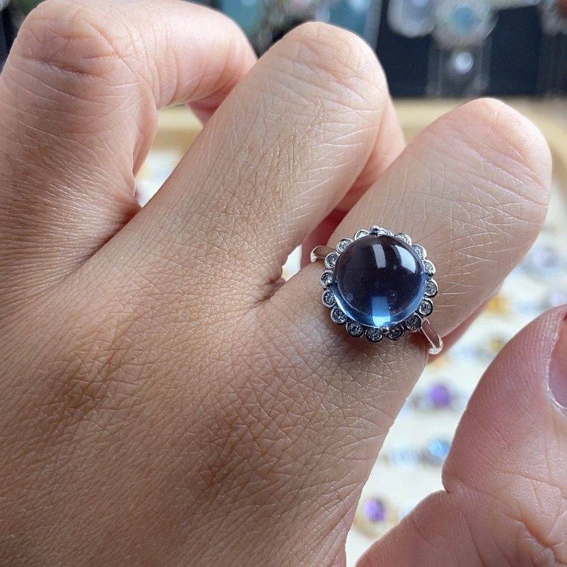 【闪购商品】海蓝宝石戒指银S925镶嵌D*c