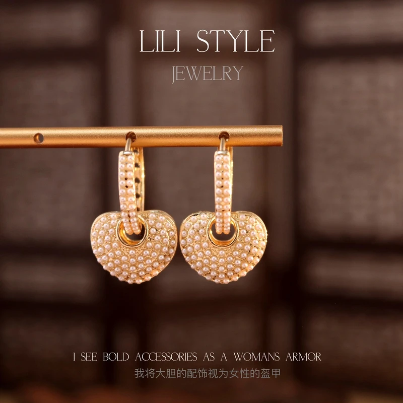 铜合金耳饰 轻奢桃心耳环气质高级感耳饰时尚个性百搭耳坠K269