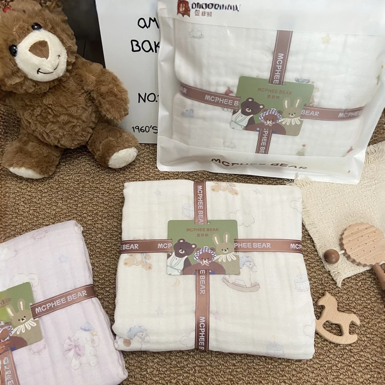 新生儿浴巾初生宝宝竹棉浴巾六层纱布盖毯包被 幼儿园儿童洗澡巾