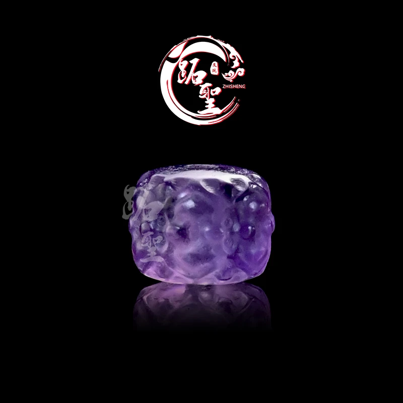 8MM紫水晶并蒂莲老型桶珠单珠文玩椰蒂手串手链配饰配珠散珠腰珠
