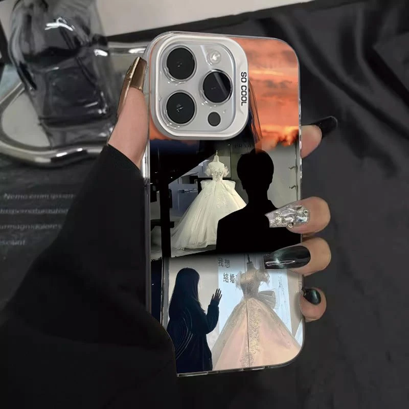 撞色元气婚纱男女适用苹果16手机壳iphone15华为op小米vivo防摔43