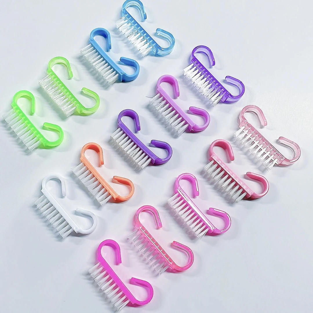 美甲工具彩色粉尘刷手柄刷多功能指甲清洁刷粉尘羊角刷子