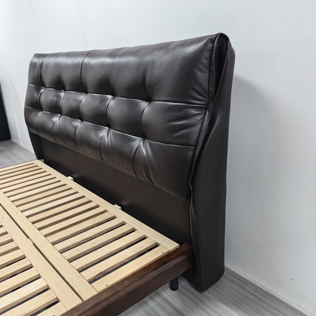 【头等舱】半青皮-羽绒软包1.8米x2米主卧大床双人床婚床中古风家具