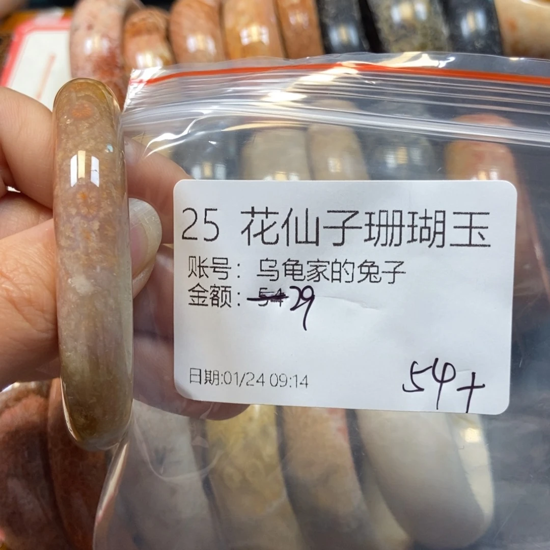 硅化珊瑚（珊瑚玉）手镯未镶嵌乌****子25