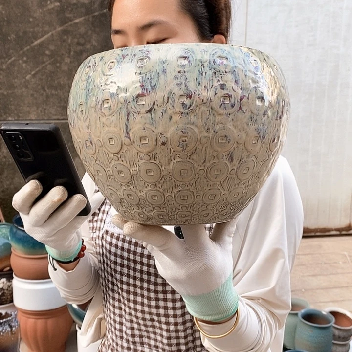 紫砂花盆瑕疵口18高18