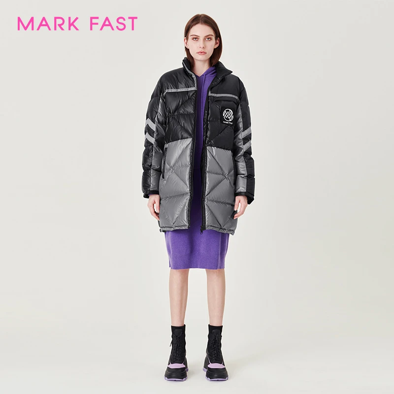 MARKFAST秀场同款设计师品牌拼色羽绒外套情侣款M1CHU98620