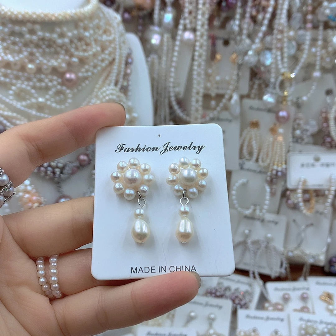 银S925镶嵌耳饰淡水珍珠