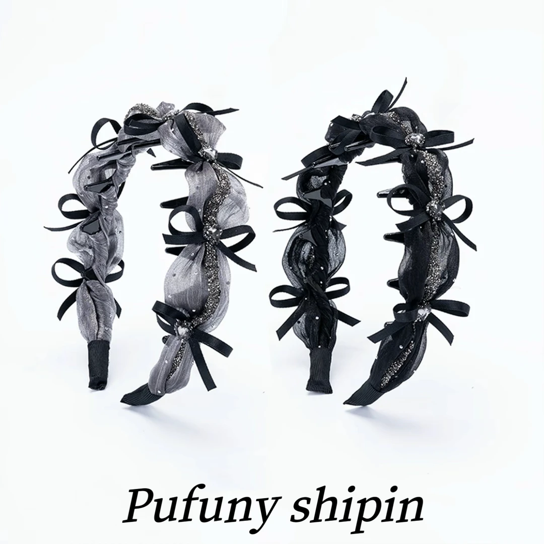 网纱双色高级感蝴蝶结发箍高颅顶氛围感压发发卡百搭优雅时尚发箍