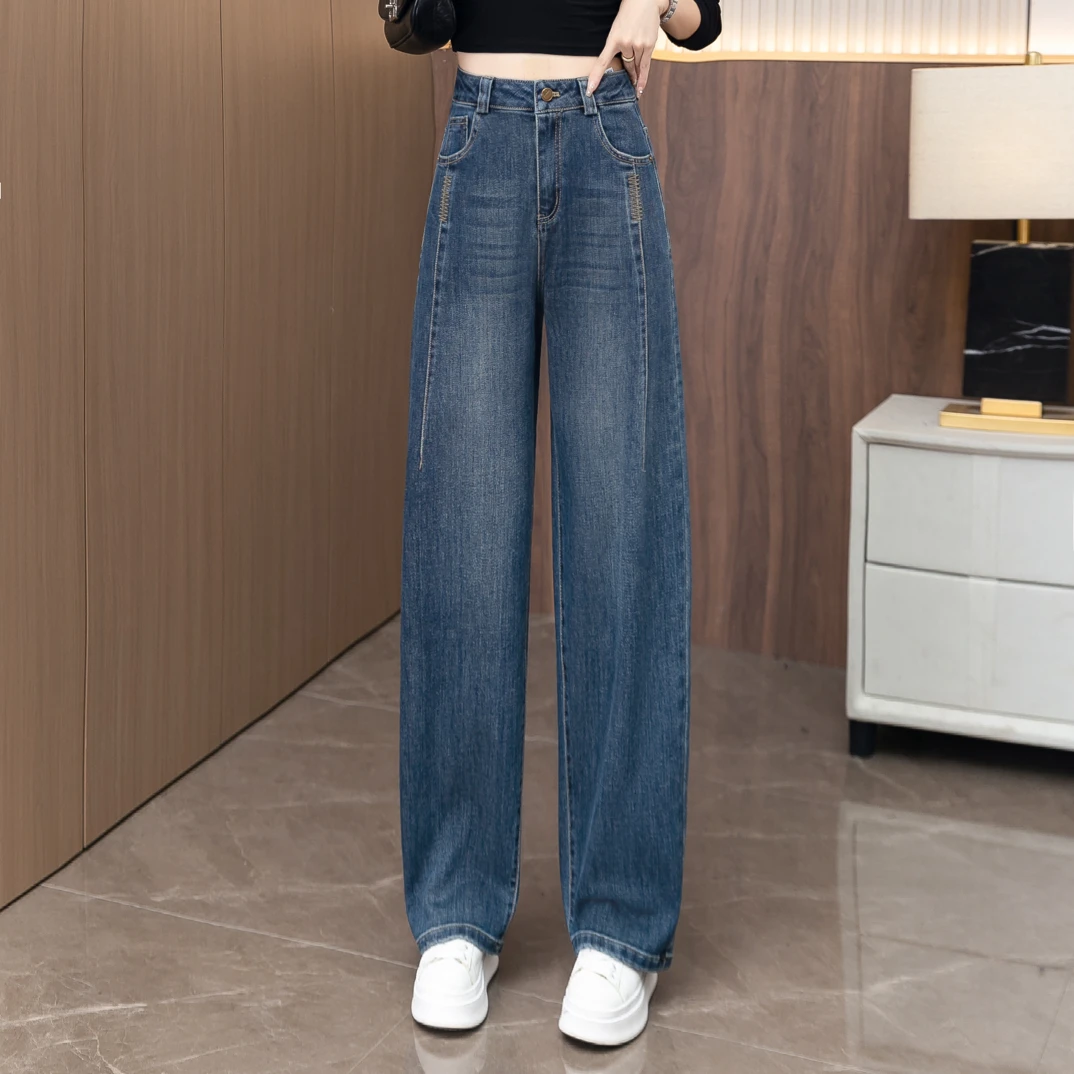 黑灰色弯刀牛仔裤小个子九分复古香蕉裤2025秋季新款高腰显瘦宽松