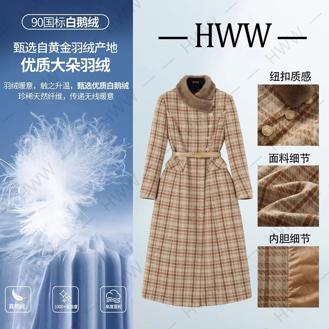 鹅绒服羊毛（袖子加绒）毛领可拆英伦气质显瘦鹅绒服DHZHJ407858