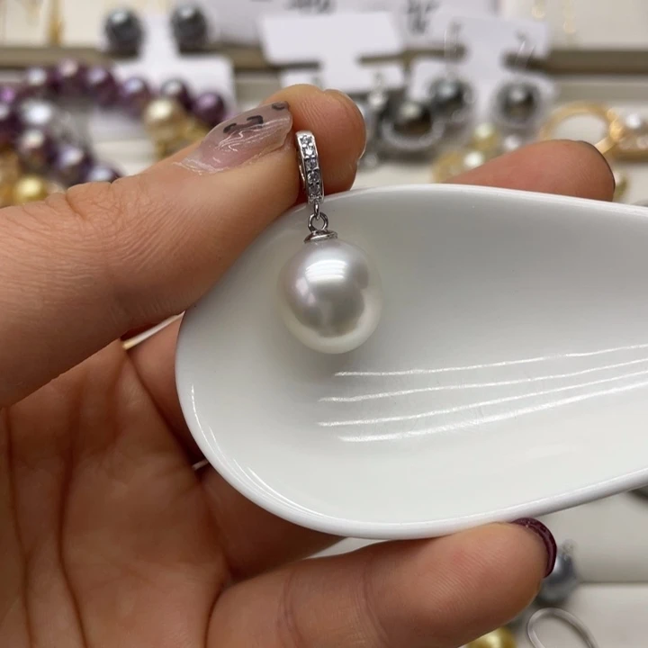 海水珍珠吊坠(不含链)银S925镶嵌