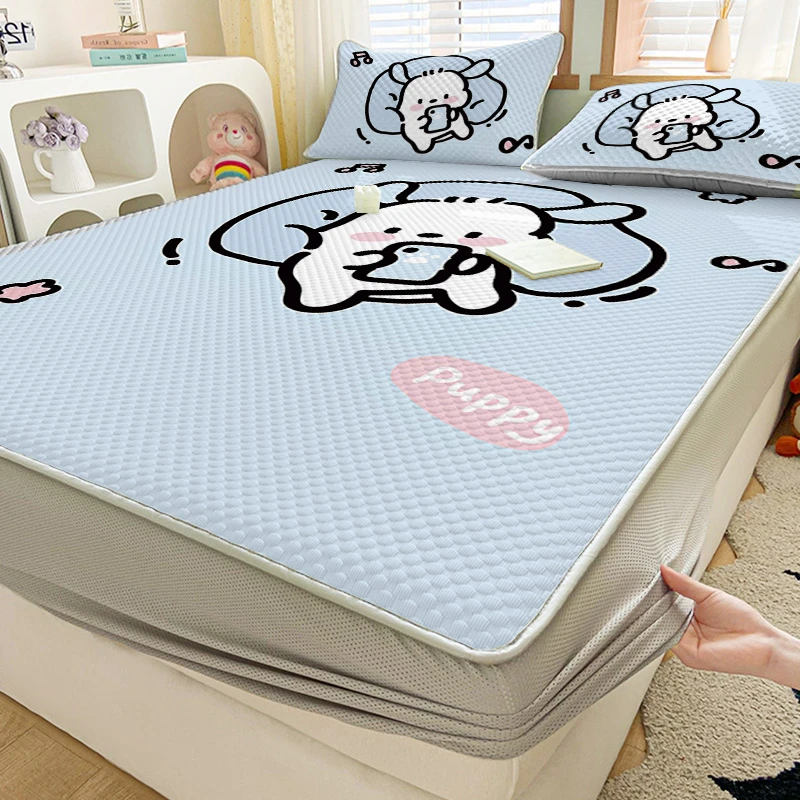 夏季冰豆豆凉席可机洗宿舍单人凉感床单床笠款空调席冰丝夏凉儿童