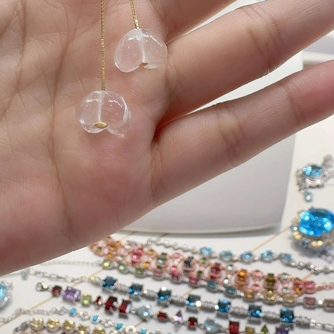 水晶耳饰银S925镶嵌—w-1