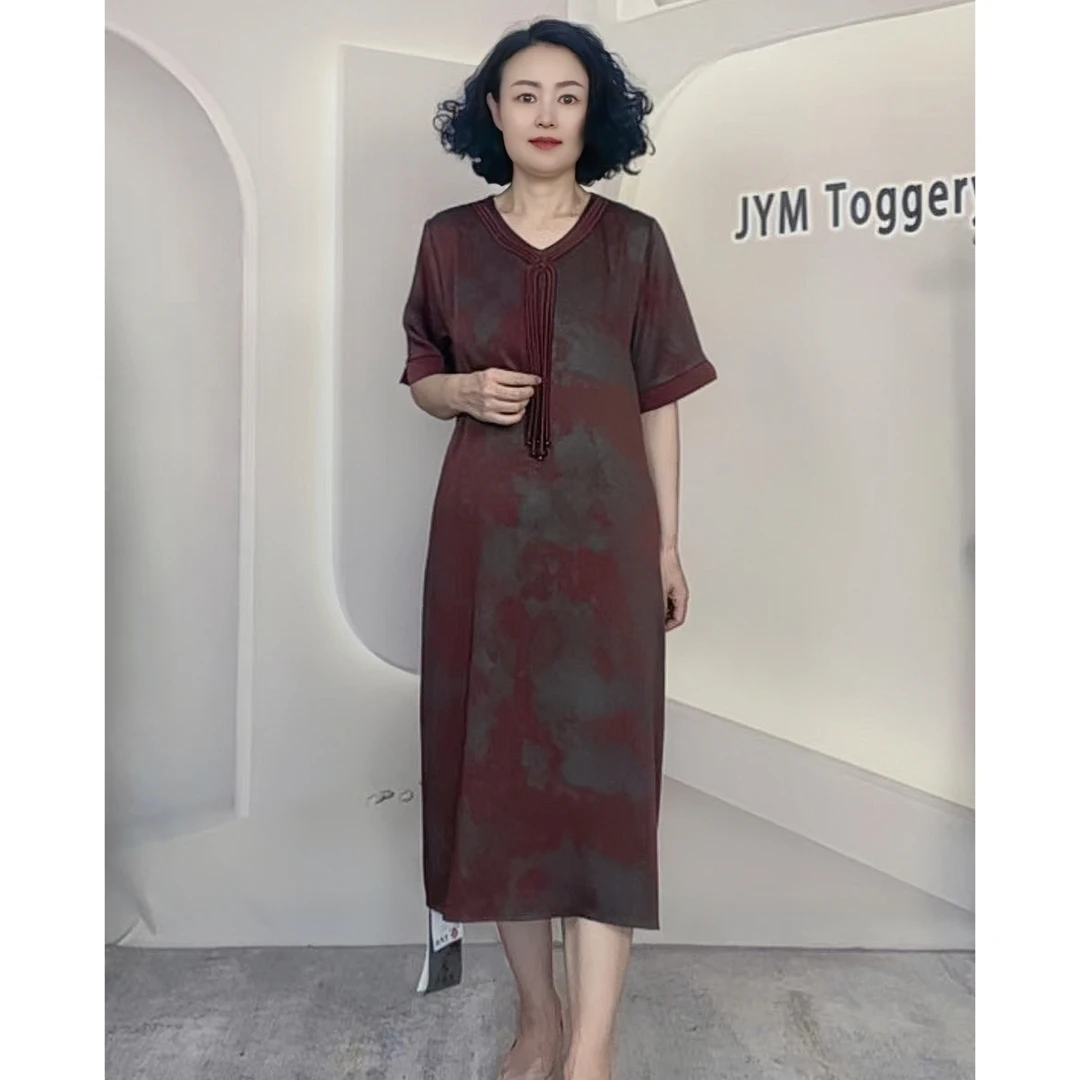 JYM[夏款推荐]新款时尚宽松百搭新中式国风高档大码连衣裙