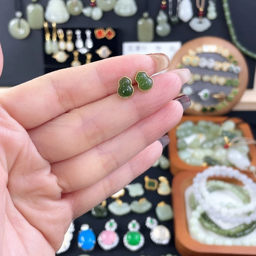 和田玉颈饰银S925镀金镶嵌