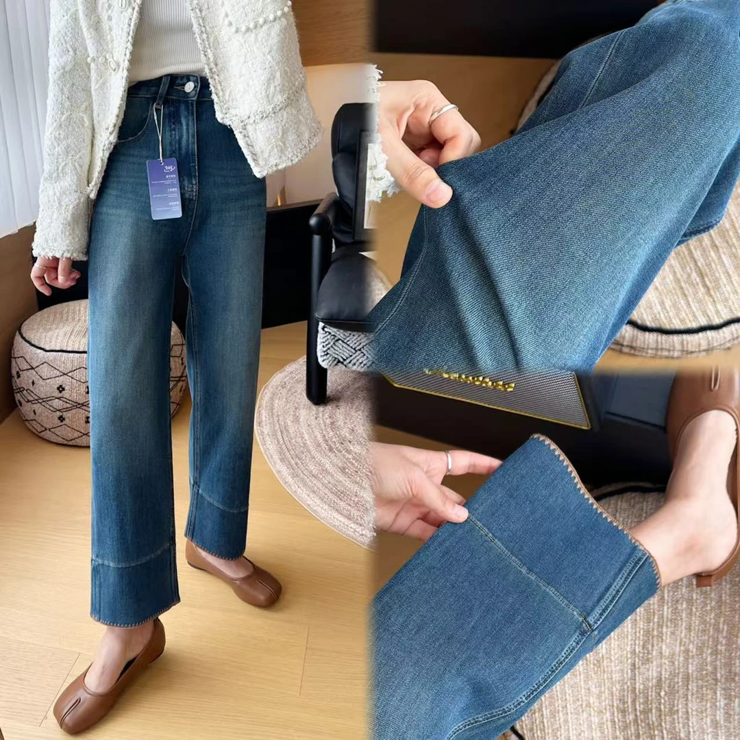 巨修腿型！秋季新款四面弹显瘦软牛仔裤宽松小个子九分直筒阔腿裤