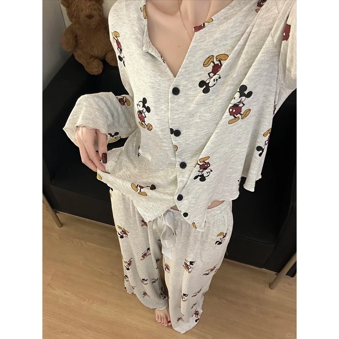 【趣味米奇】2025新款ins可爱卡通睡衣女春秋套装长袖显瘦家居服