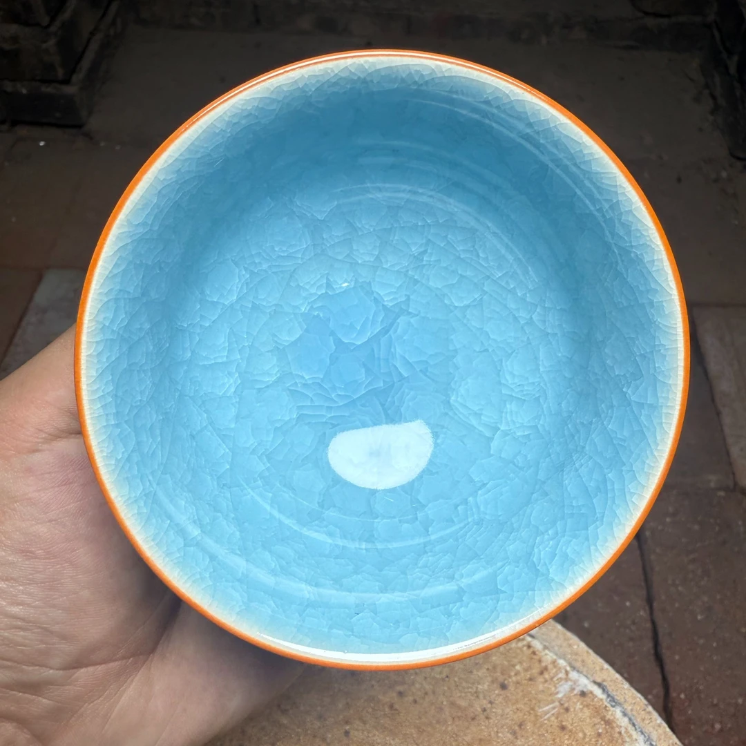 纯手工制作（蓝冰平口冰裂）茶杯  主人杯