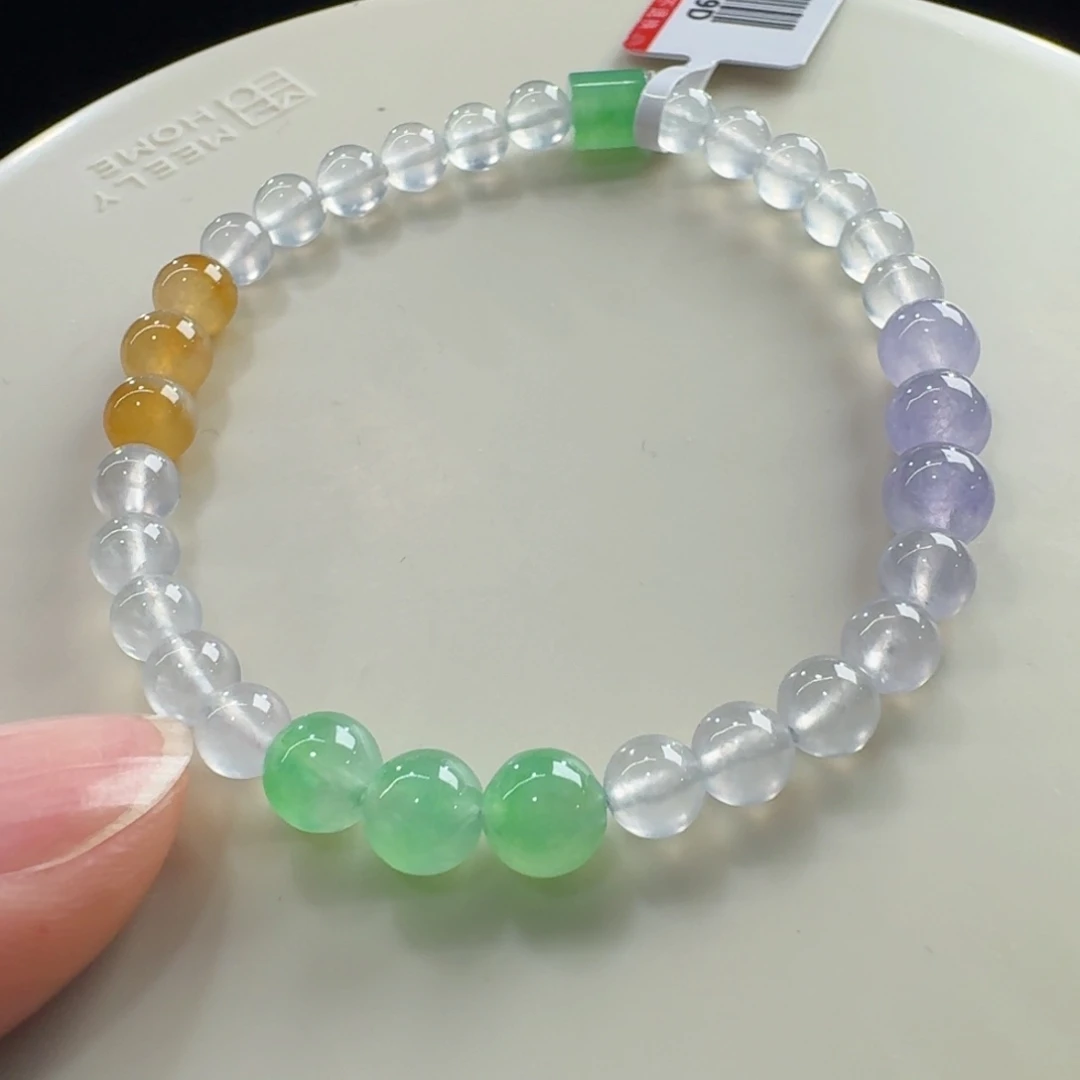 未镶嵌手链翡翠玻璃钢配三彩单圈5-6mm