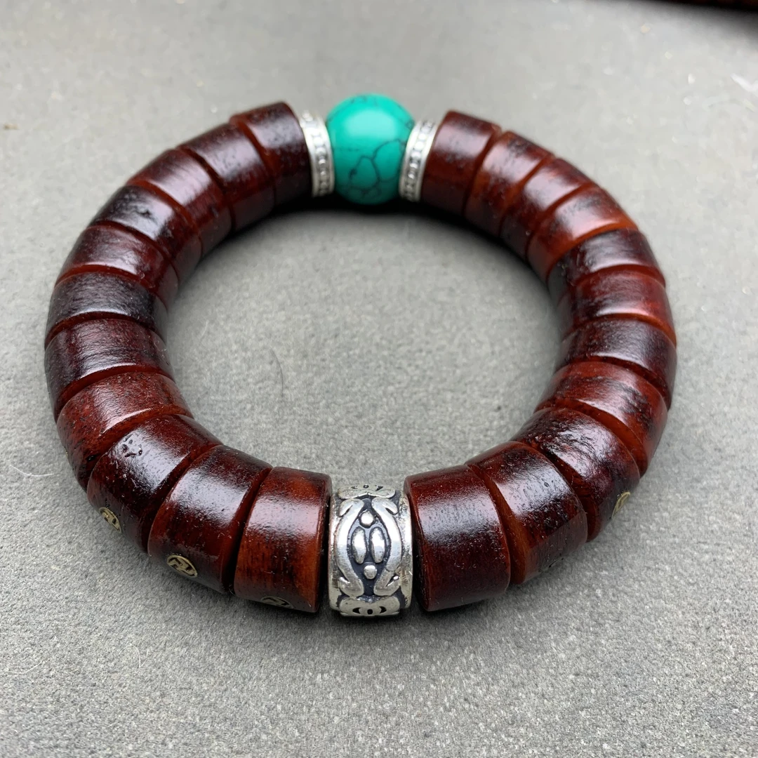 西藏雪山老牦牛骨雕刻精品16手串时尚单圈手串