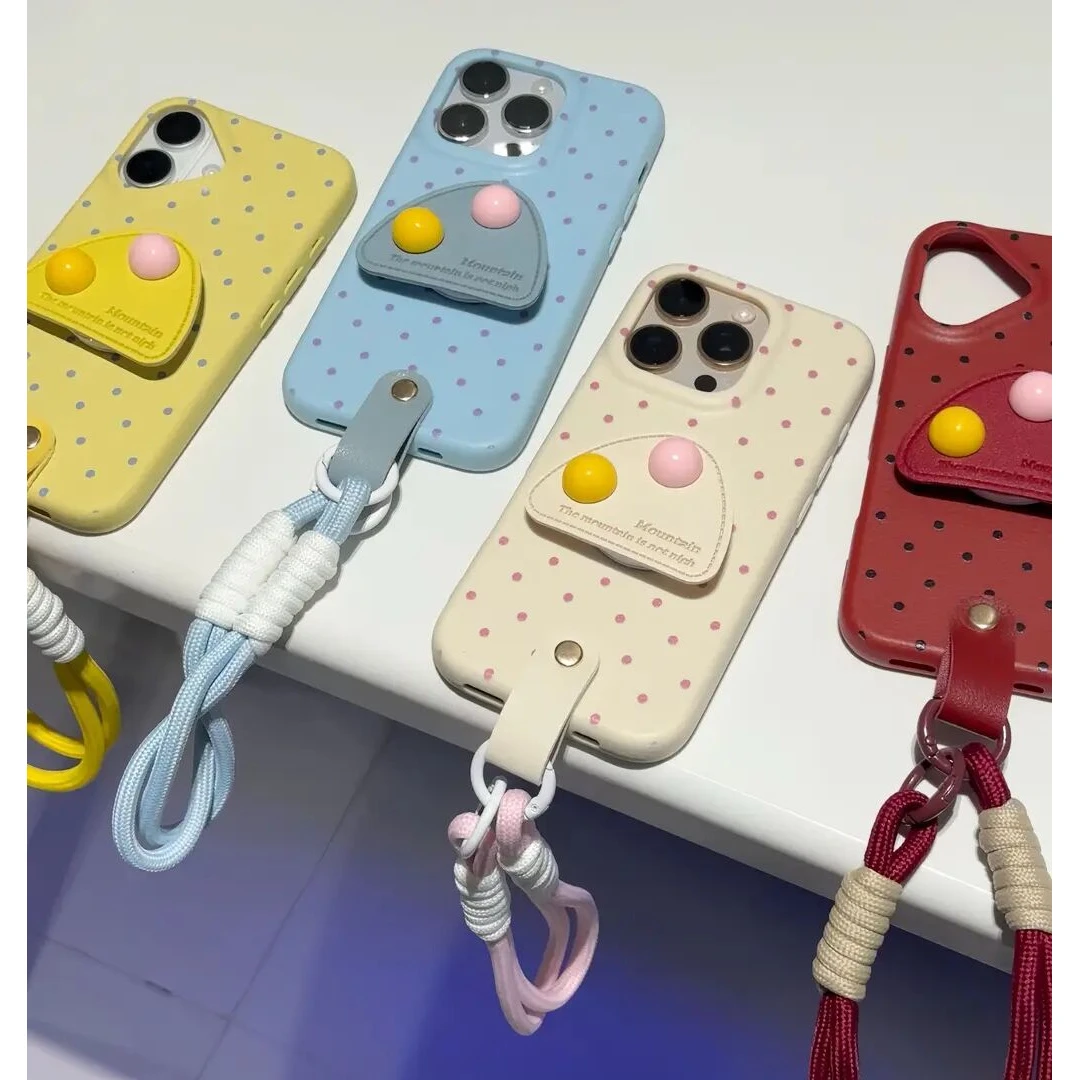 皮革山丘支架手绳适用苹果16/15promax手机壳13华为p70苹果14软套