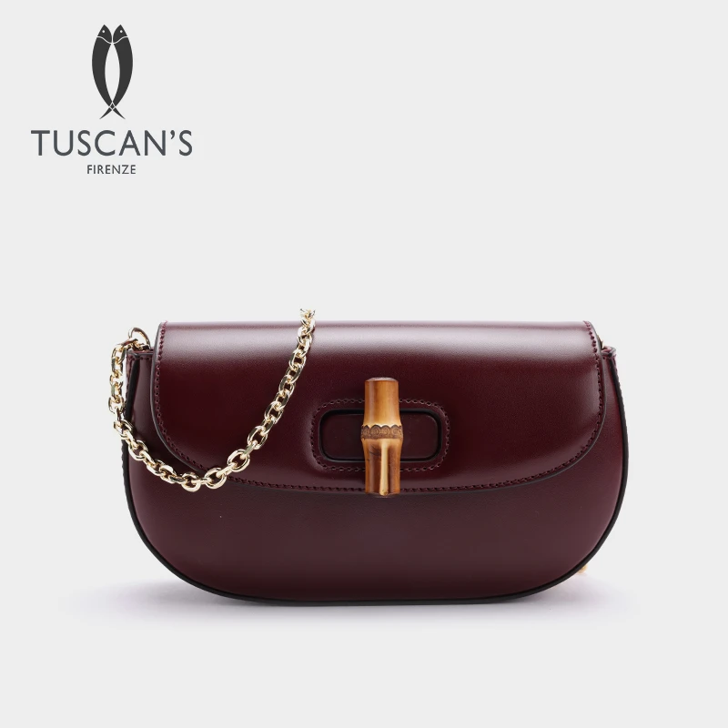TUSCAN'S轻奢单肩款竹节斜挎包小方包牛皮女士链条单肩时代
