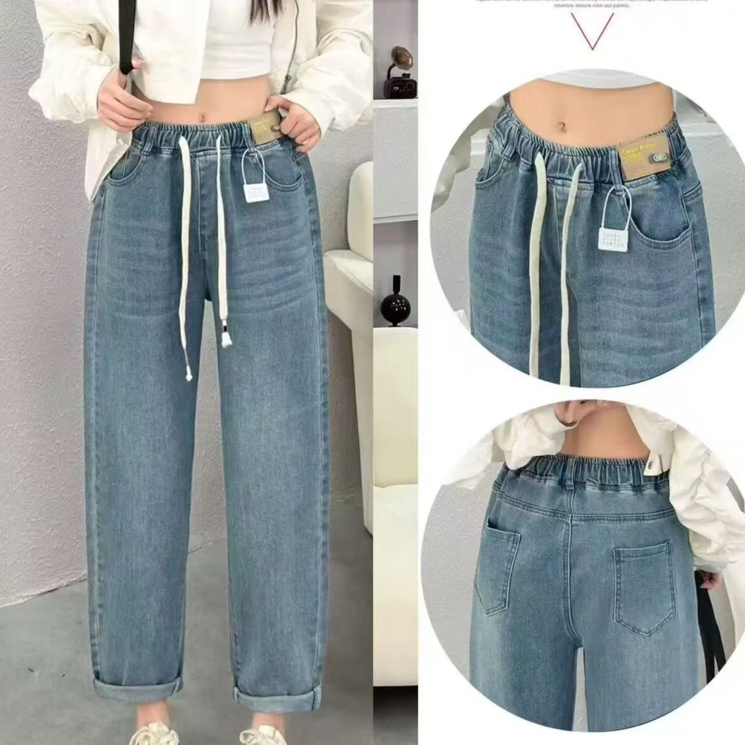 大码春款遮肉显瘦抽绳百搭哈伦老爹裤6216（110-230斤）