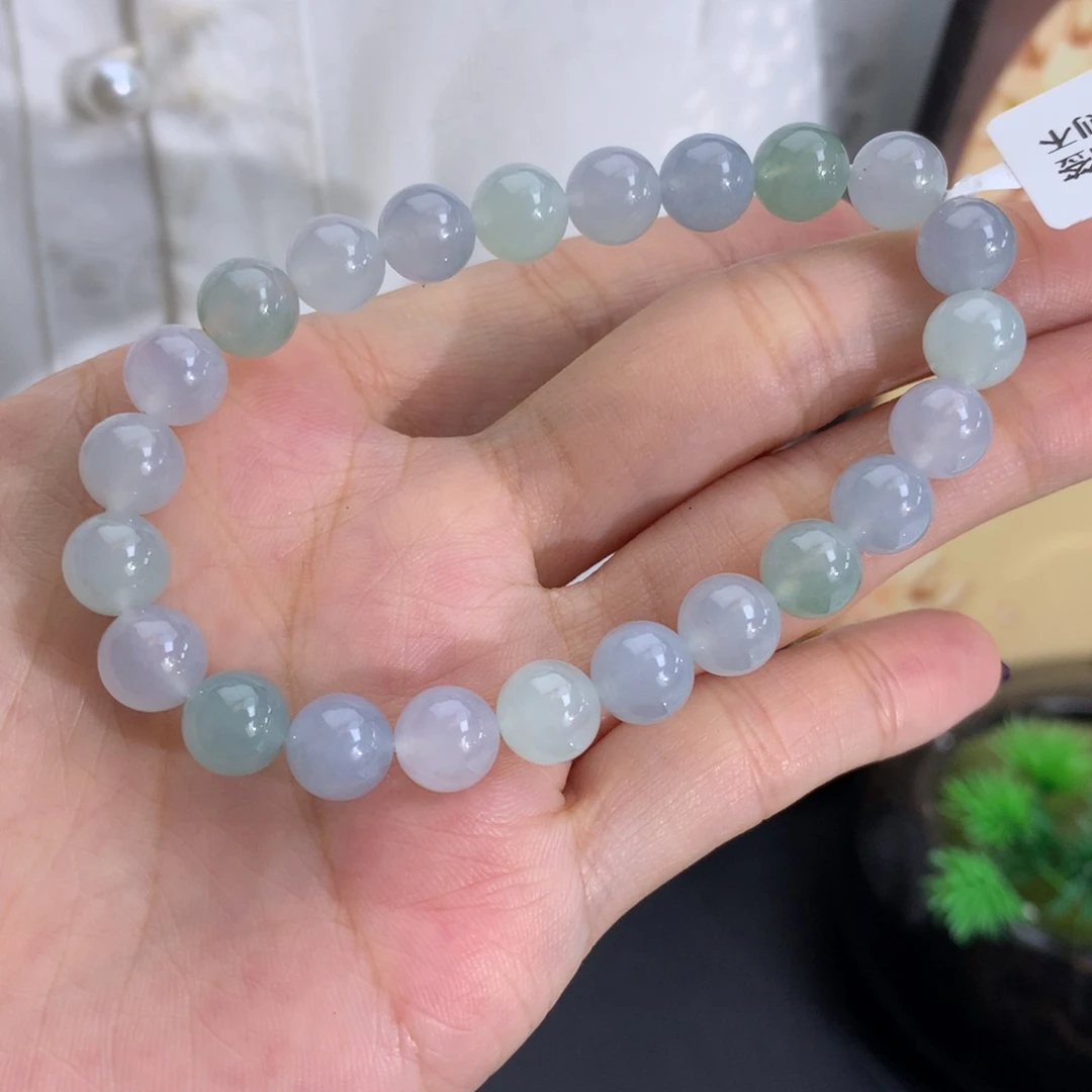 翡翠未镶嵌手串卡8冰胶马卡龙手串