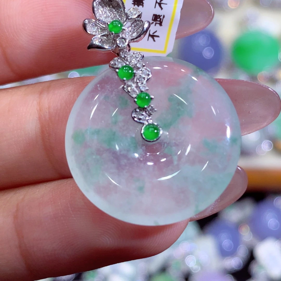 翡翠18K金镶嵌吊坠(不含链)