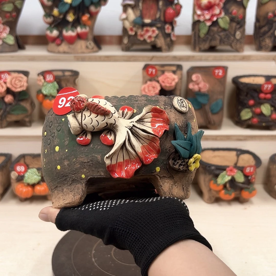 紫砂花盆92号内口13×9外高10