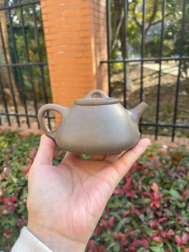 宜兴紫砂老青段子冶石瓢半手工制作容量180cc