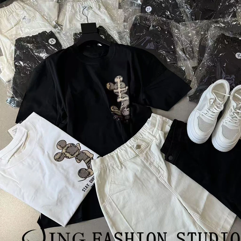 JING2025夏季简约805-1短袖百搭T恤宽松图案大版夏季潮流