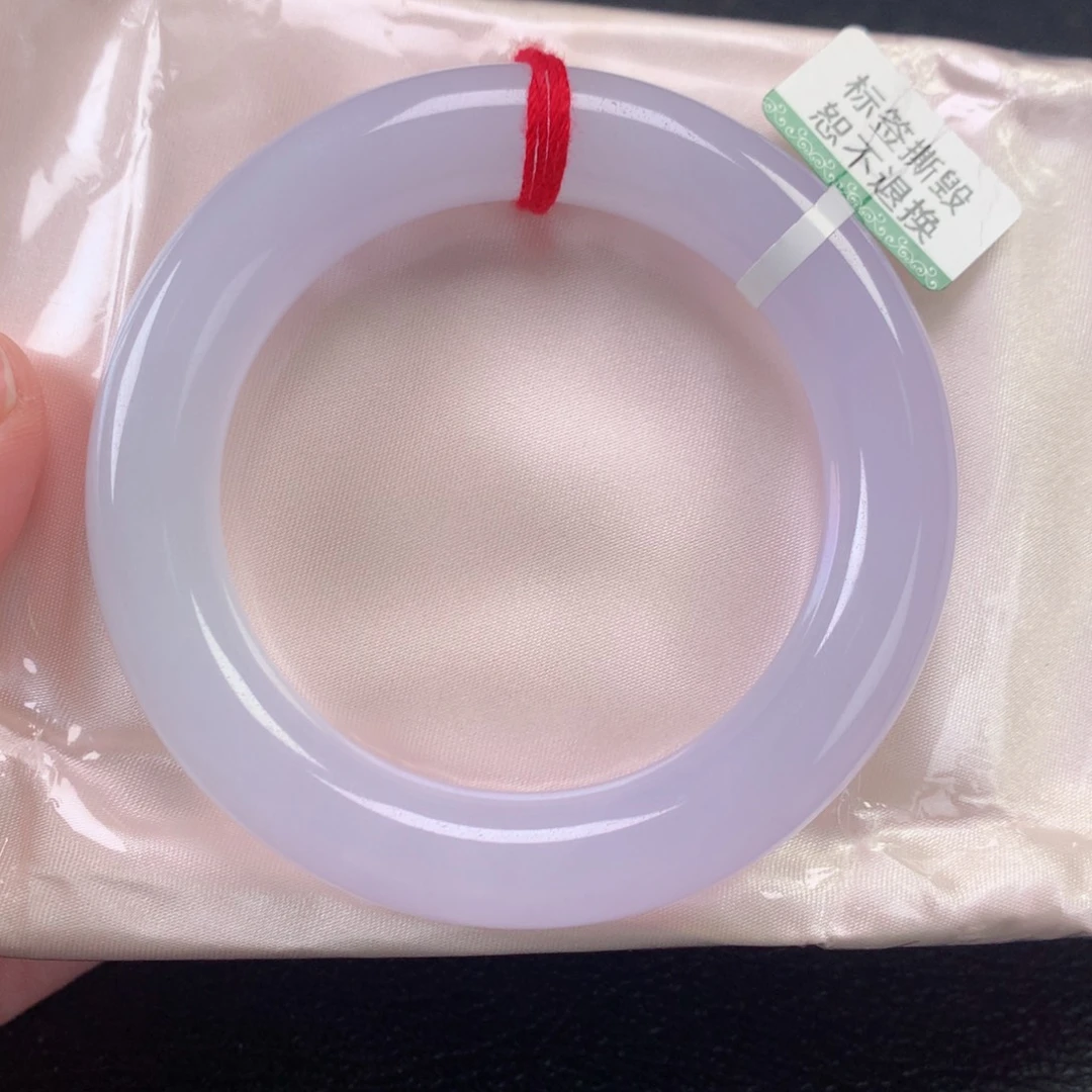 未镶嵌手镯翡翠缅甸天然翡翠手镯55冰粉紫色胖圆