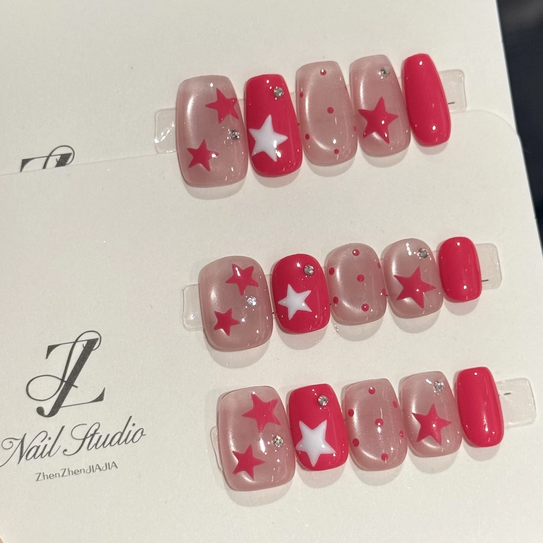 【春梅子】手工穿戴甲秋冬仙女必备显白短款短美甲片指甲贴片