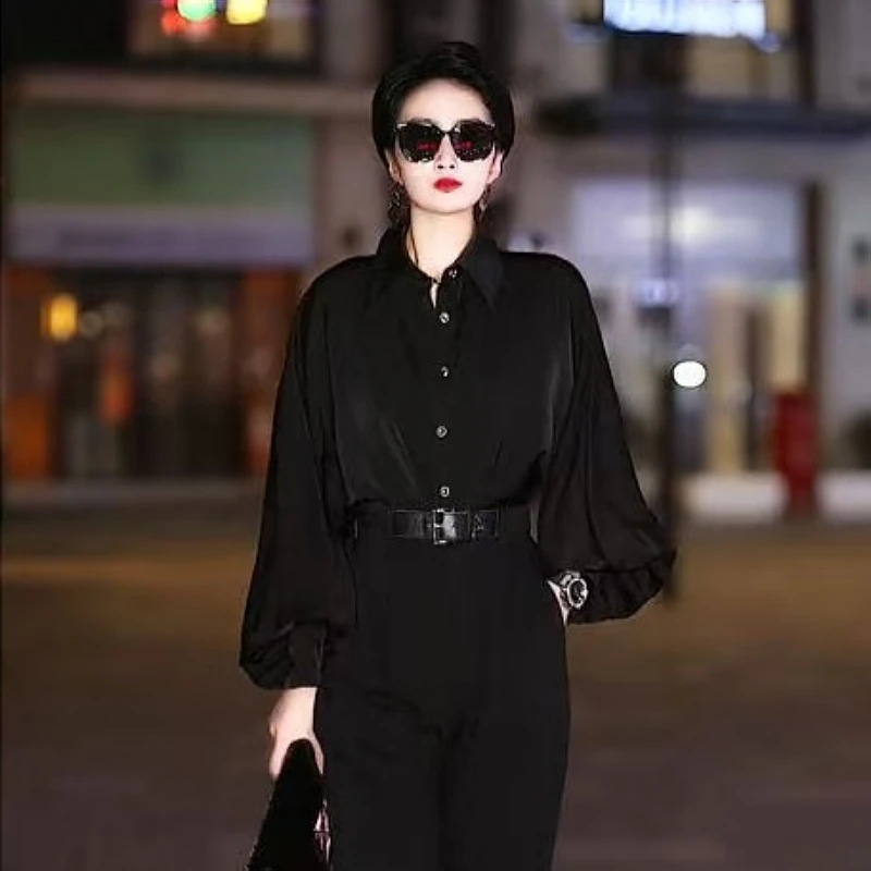 春季法式掐腰女港味轻熟性感夏天新款御姐风气质穿搭翻领衬衫衬衣