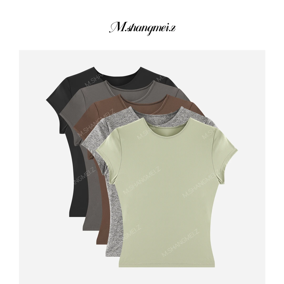 M.SHANGMEI.Z/沐熙【零压五色T】美大哥裸感修身优雅百搭T恤X072792