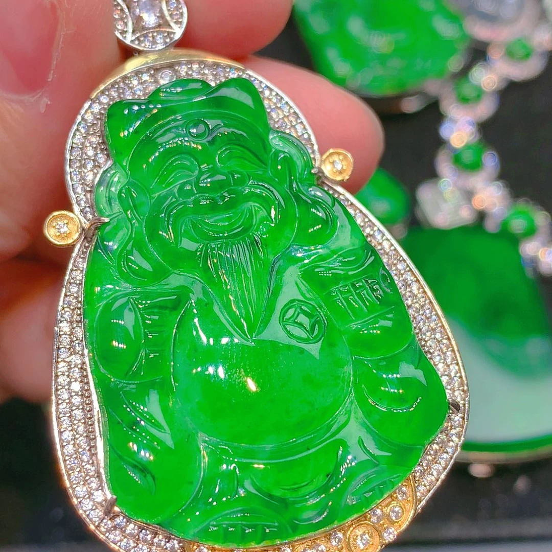 吊坠(不含链)银S925镶嵌翡翠翡翠