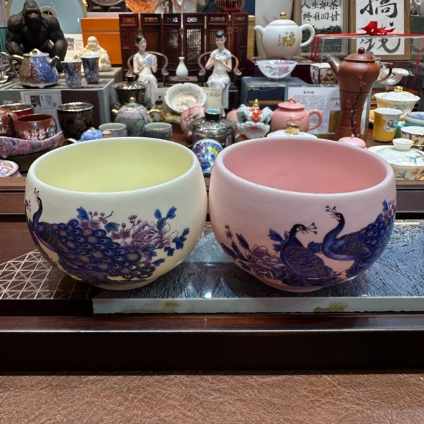 陶瓷孔雀情侣对杯G580