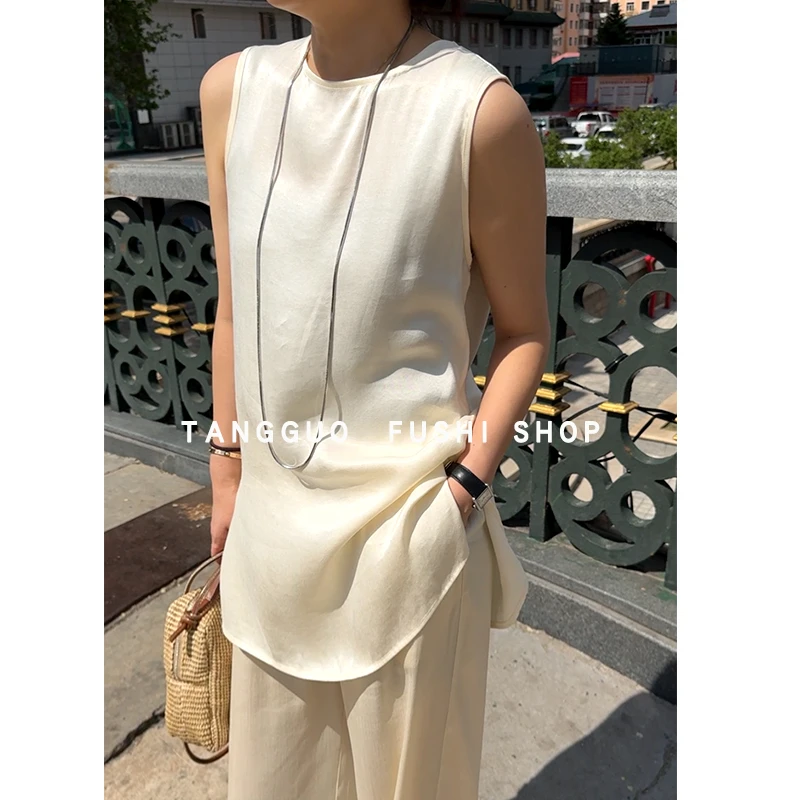 后拉链无袖上衣『飘逸』简单高级时尚宽松上衣女6922